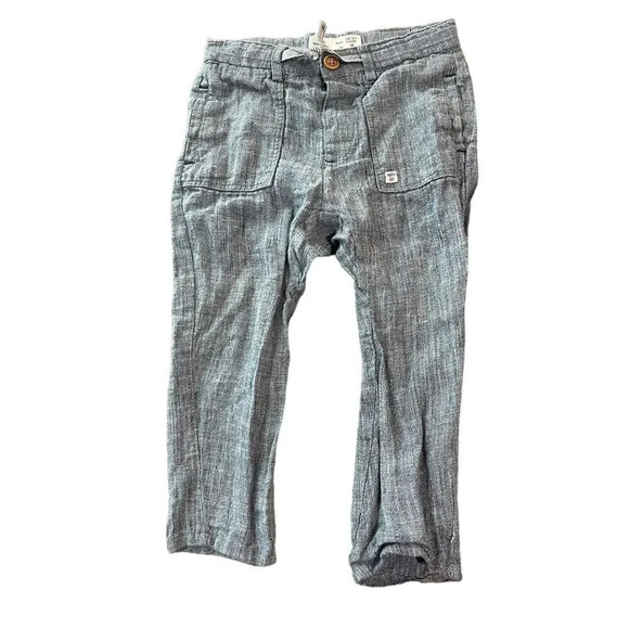 Zara BabyBoy SZ 18-24M Linen-Style Blue/Gray Long Pants Breathable Lightweight - Picture 1 of 5
